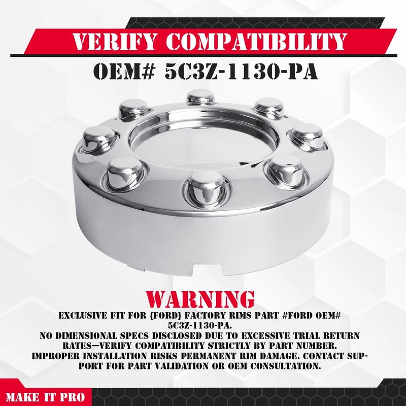 KitsPro Wheel Center Caps for Ford F-250 F-350 SRW Rim 5C3Z-1130-PA Replacement Hub Cap, Pack of 1 - Image 3